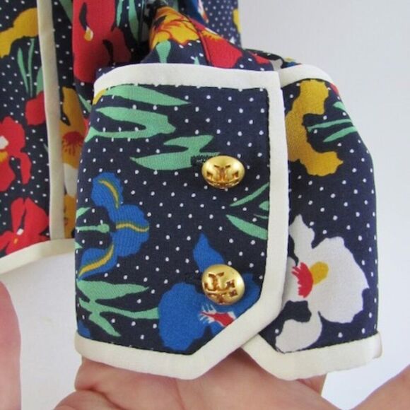 Tory Burch Floral & Polka Dot Silk Blouse Shirt Size 2 - Picture 10 of 16